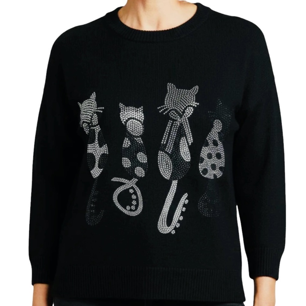 Embellished Cat-lovers Light Sweater *NWT*